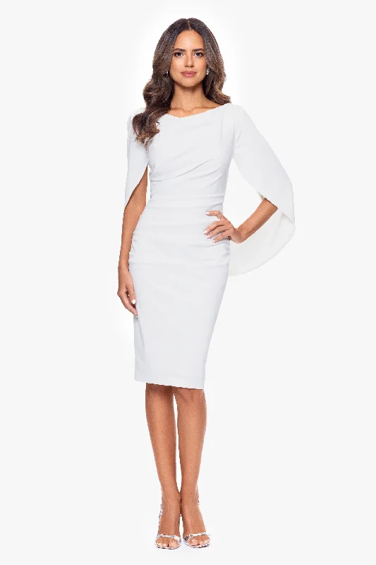 Limited Stock Petite "Jordan" Short Scuba Crape Draped Back Dress