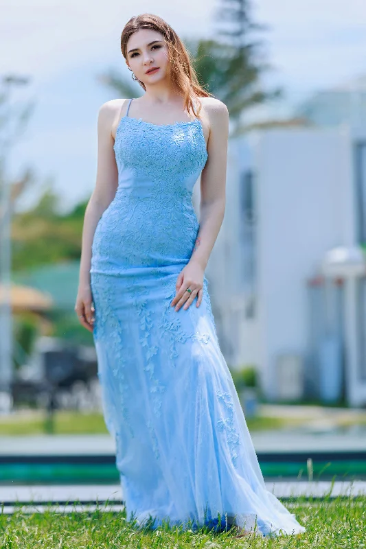 Mega Deal Sheath-Column Floor Length Tulle Prom Dress CS0489