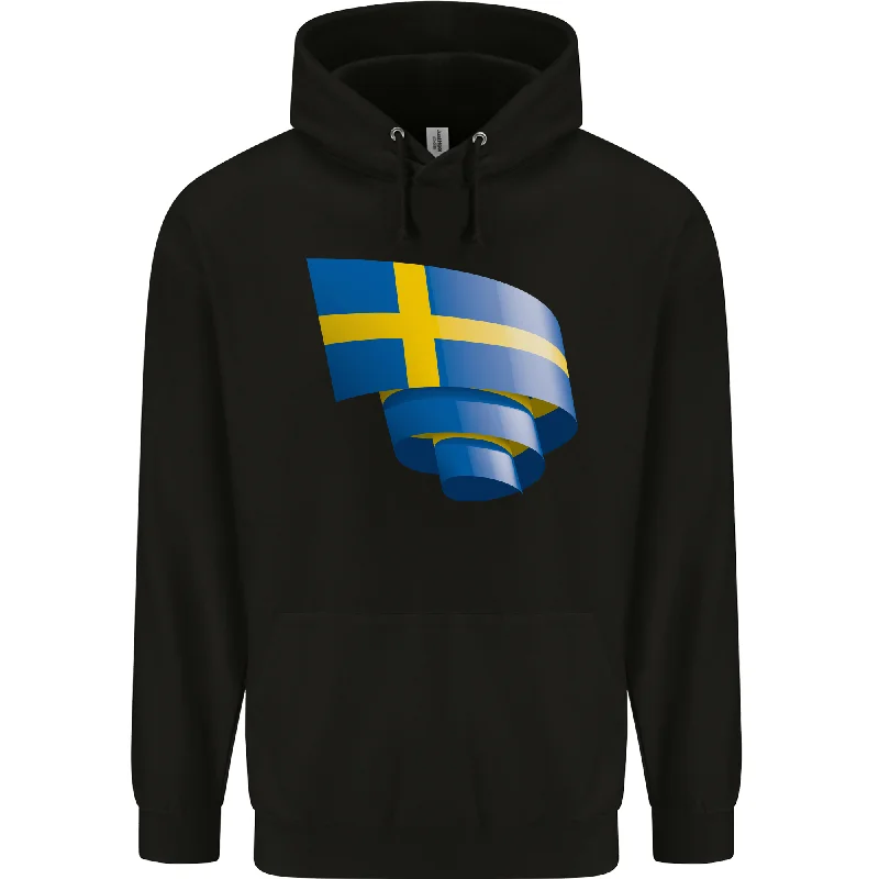 Lowest Prices Curled Swedish Flag Sweden Day Football Mens 80% Cotton Hoodie