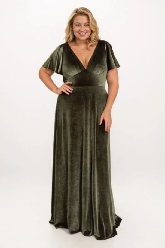 Steals and Deals A-Line Maxi Velvet Bridesmaid Dress CB0788