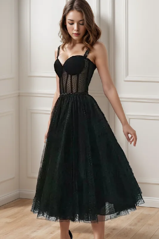 Value Deals A-Line Tea Length Tulle Homecoming Dresses CS0515