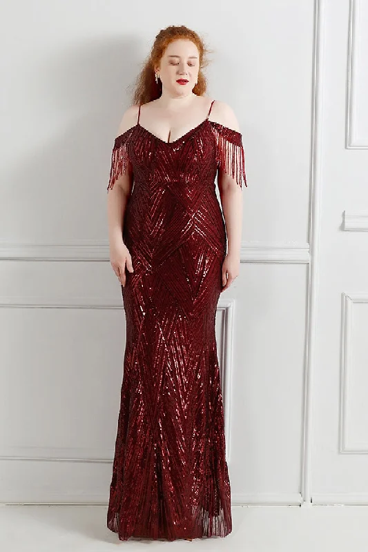 Seasonal Clearance Trumpet-Mermaid Floor Length Sequins Evening Dress 647407958301