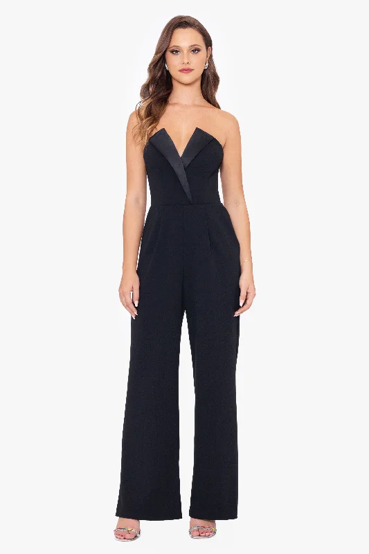 Closeout Sale "Tasha" Long Strapless Tuxedo Jumpsuit