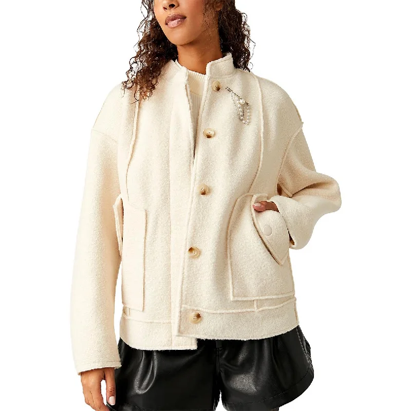 Daily Deals Free People Womens Willow Faux Shearling Heavy Bomber Jacket