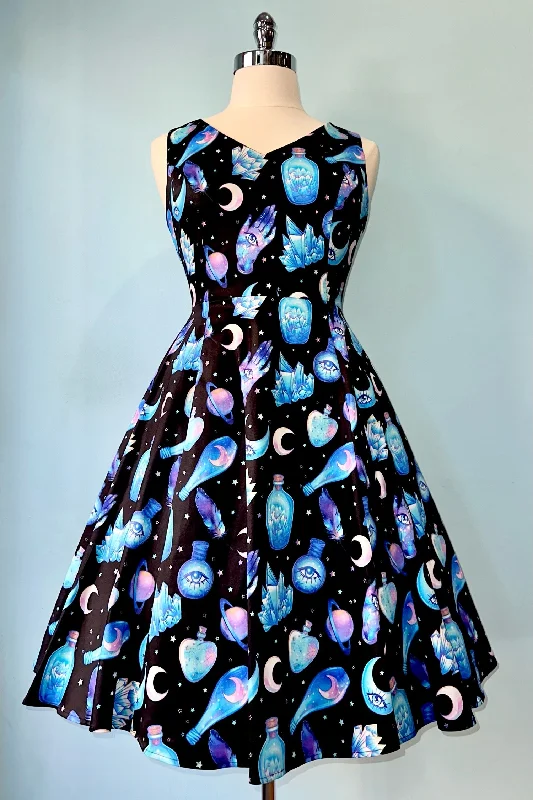 Daily Deals Mystical Black and Purple V-Neck Dress by Eva Rose