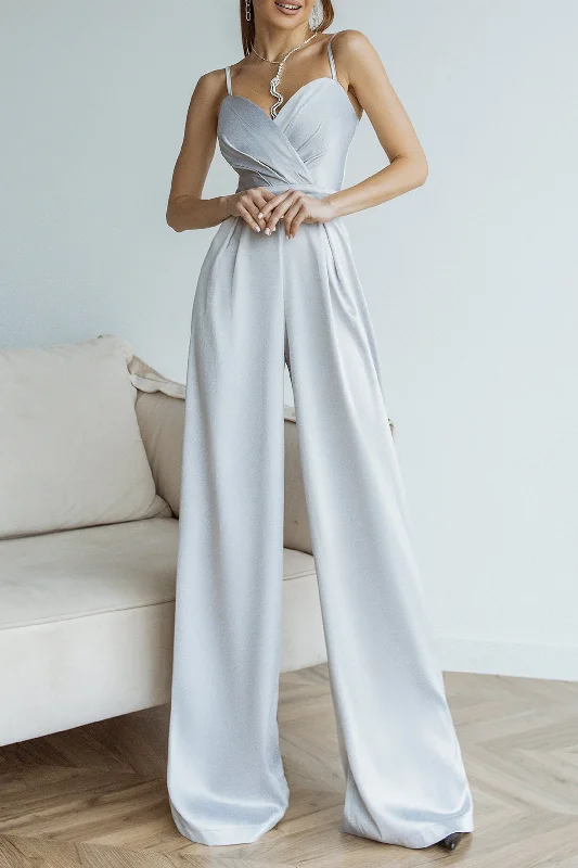 Now or Never Jumpsuit Floor Length Elastic Satin Dress CG0169